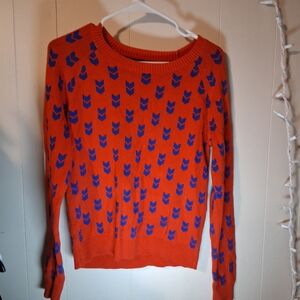 Levi's Vibrant Orange Sweater with Blue Chevron Design